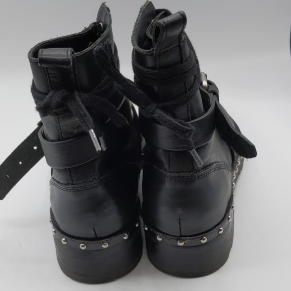 All Saints Leather Embellished Combat Boots 37/6 - Picture 7 of 11